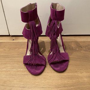 Via Spiga Eilish Fringe T Strap High Heel Sandals